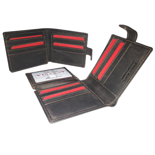 Leather Hipster Bi-Fold Wallet w/ ID Flap- 1005