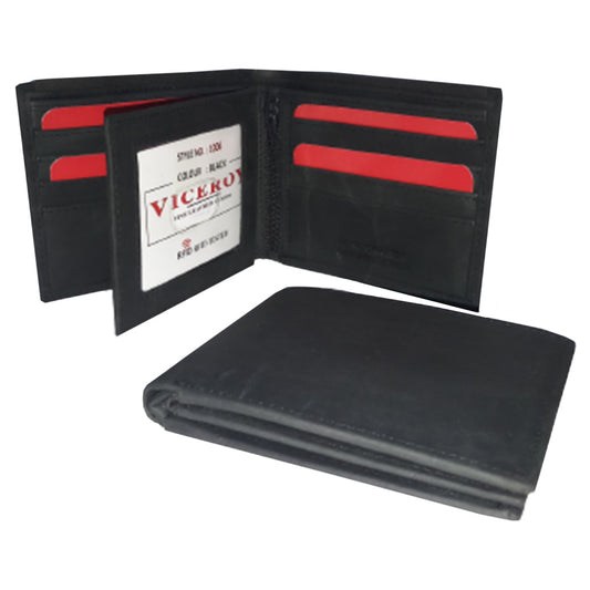 Leather Hipster Bi-Fold Wallet w/ ID Flap- 1006