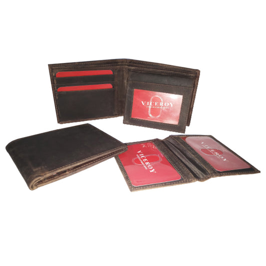 Leather Hipster Bi-Fold Wallet w/ Card Section - 1008