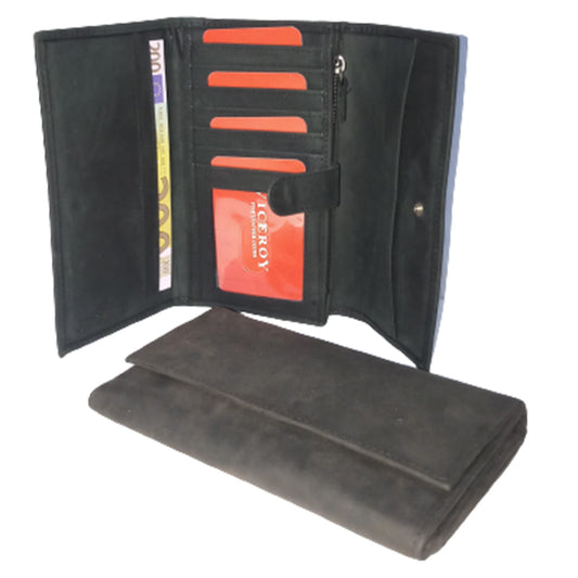 Leather Tri-Fold Long Wallet - 1009