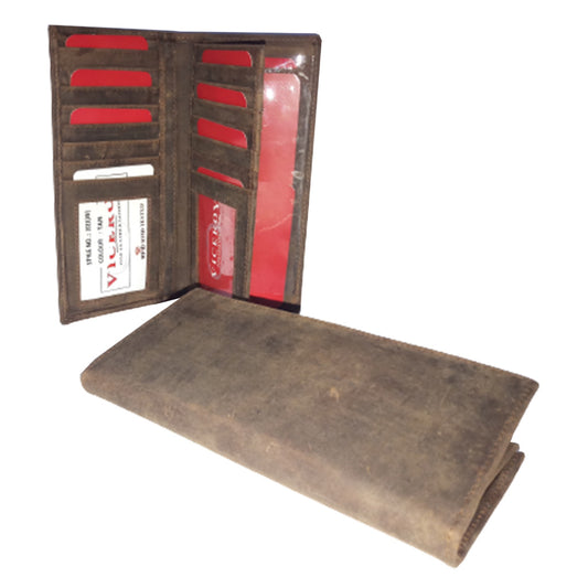 Leather Bi-Fold Long Wallet - 1021