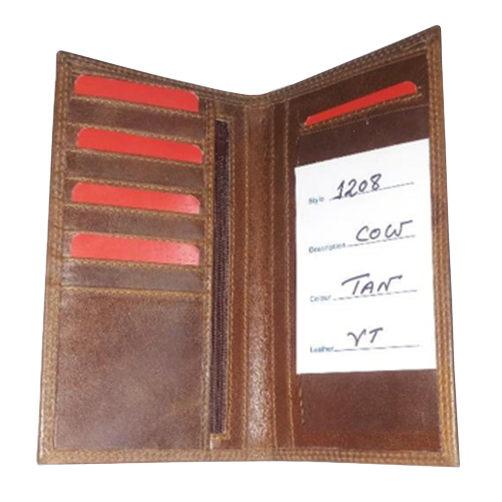 Tan Leather Long Bi-Fold Wallet - 1208