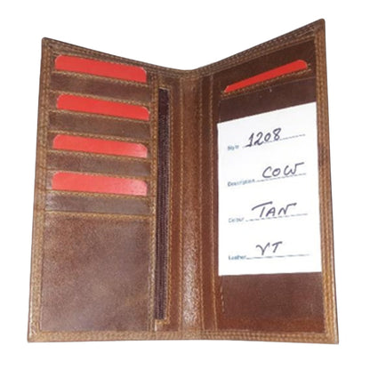 Tan Leather Long Bi-Fold Wallet - 1208
