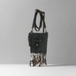9167 Black leather shoulder bag w/ studs and fringes
