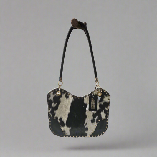 Gt-01 Cowhide purse with shoulder strap and studs