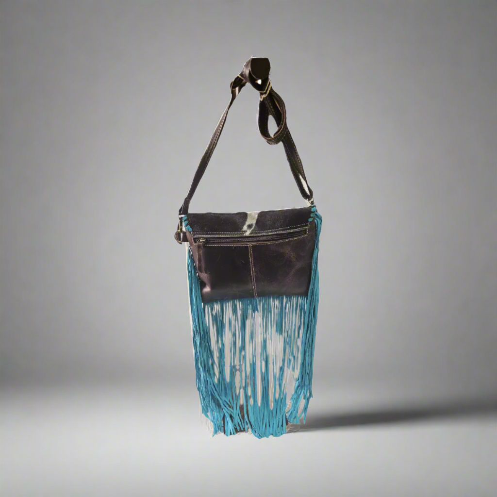 2128 Cowhide flap purse with fringes