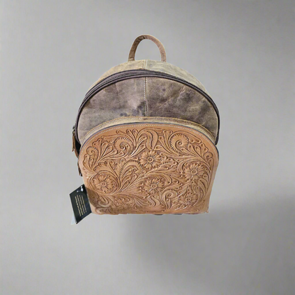 Leather Tooling Backpack w/ Floral Design TL-21