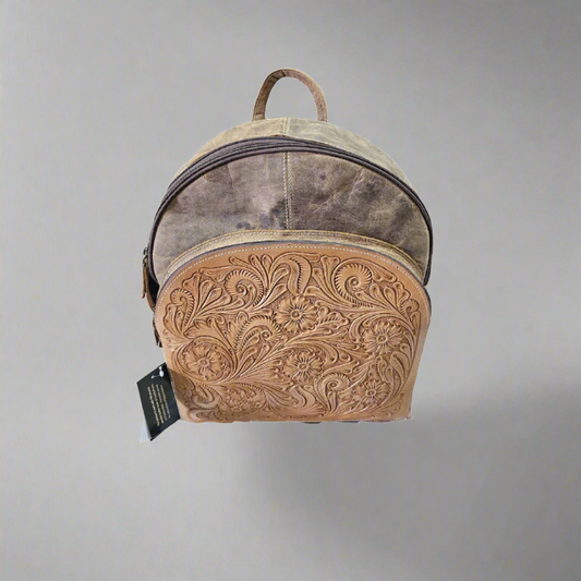 Leather Tooling Backpack w/ Floral Design TL-21
