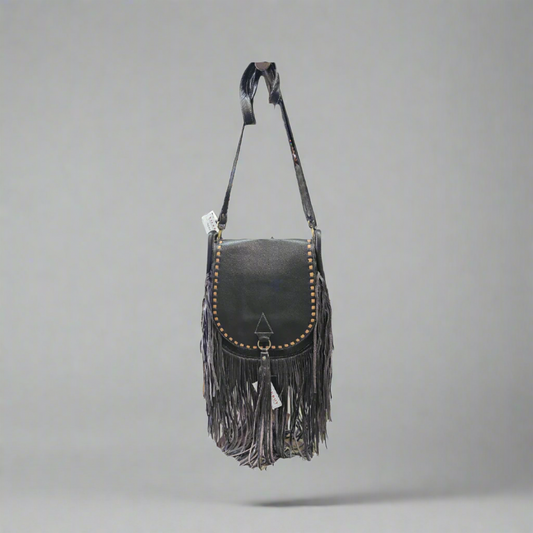 Large Leather Shoulder Bag w/ Fringes VC-01