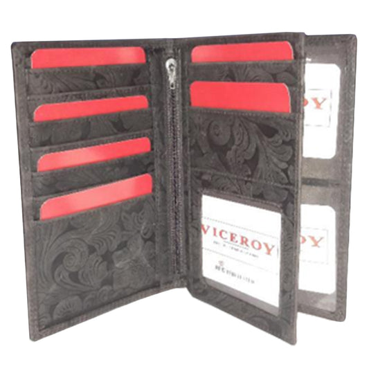 Embossed Leather Long Bi-Fold Wallet - 3004