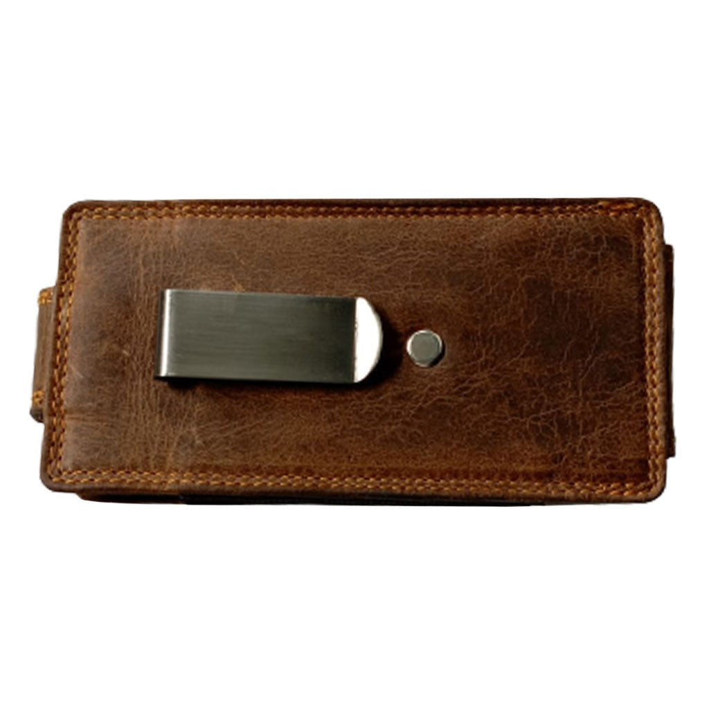 Flag-Embossed Leather Money Clip - 8315