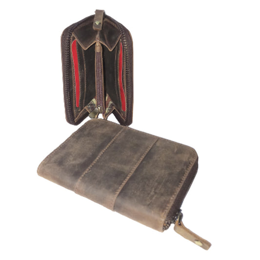 Leather Bi-Fold Zipper Hipster Wallet - 8333