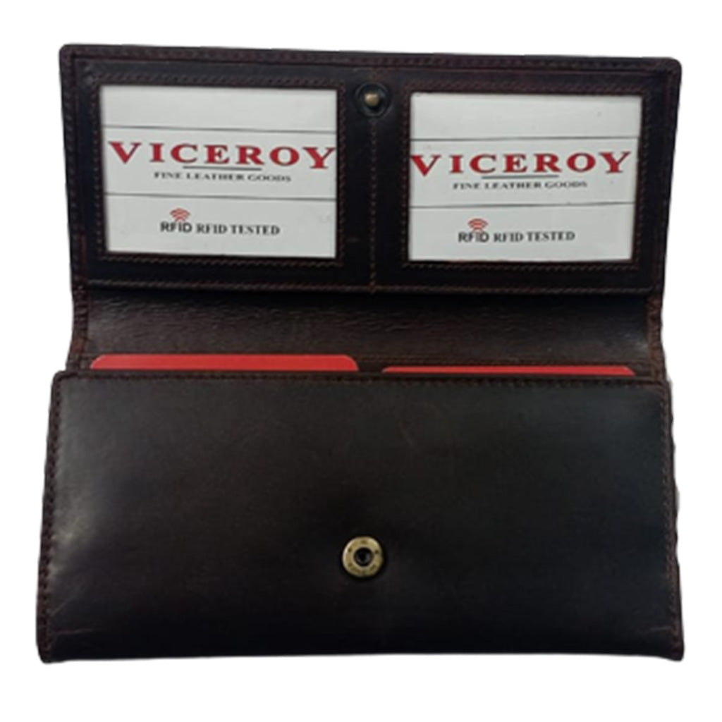 Leather Tri-Fold Long Wallet - 8336