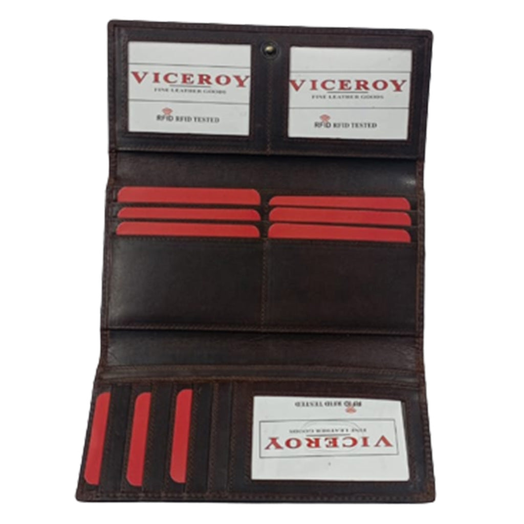 Leather Tri-Fold Long Wallet - 8336
