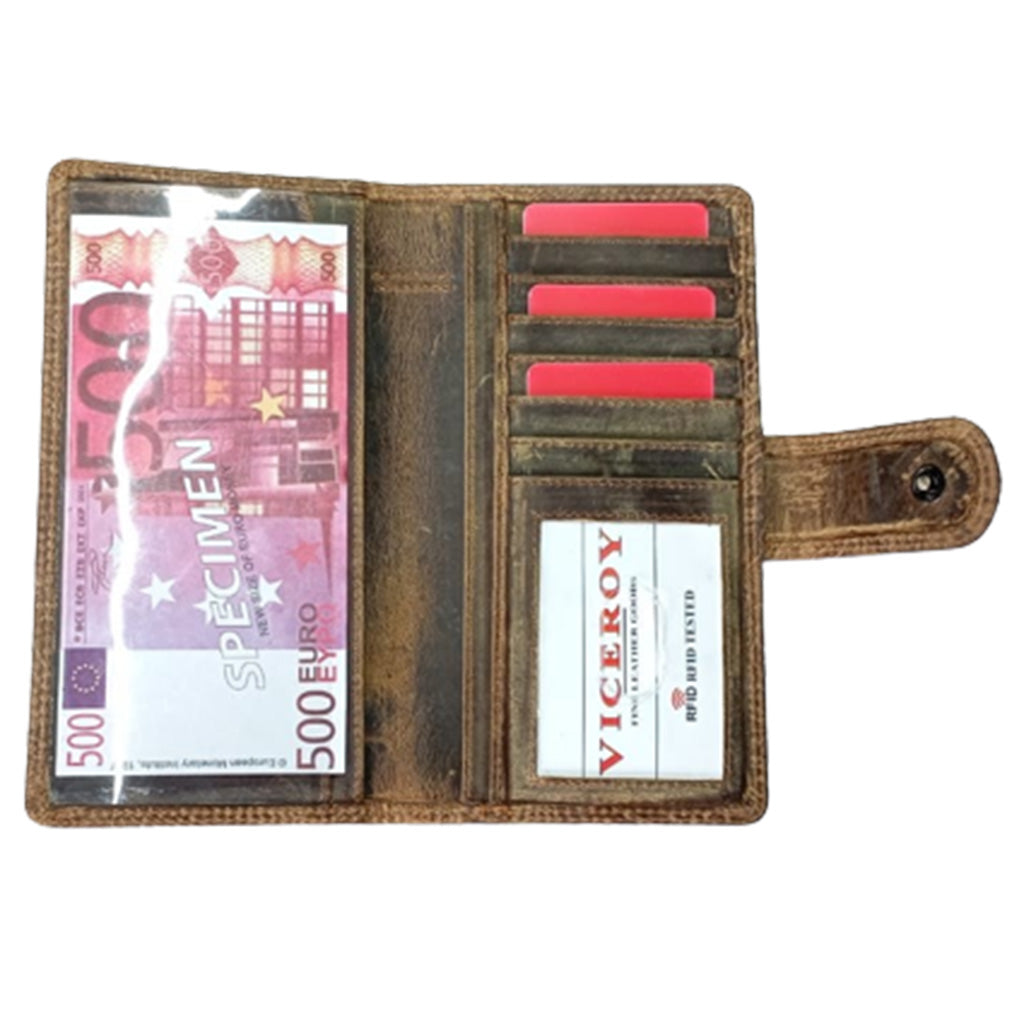 Embossed Leather Long Wallet - 8346