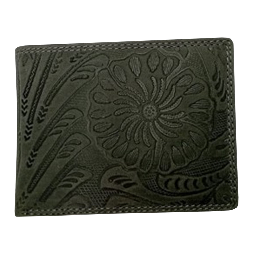 Embossed Leather Hipster Bi-Fold Wallet - 8347