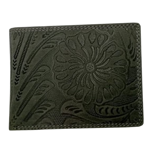 Embossed Leather Hipster Bi-Fold Wallet - 8347