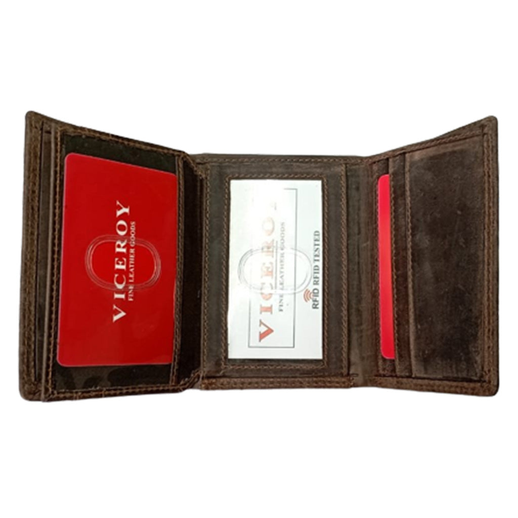 Embossed Leather Hipster Tri-Fold Wallet - 8348