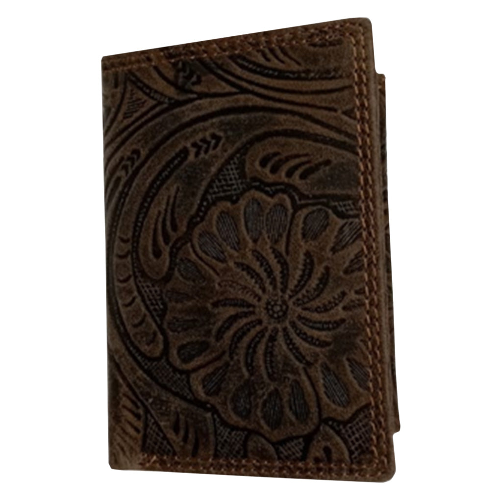 Embossed Leather Hipster Tri-Fold Wallet - 8348