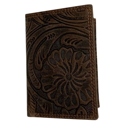 Embossed Leather Hipster Tri-Fold Wallet - 8348