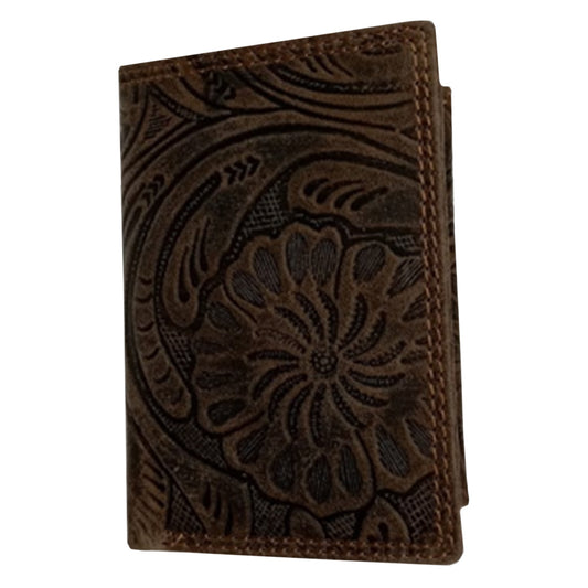 Embossed Leather Hipster Tri-Fold Wallet - 8348