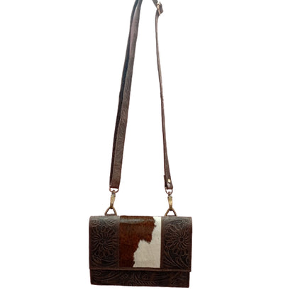 Embossed Hair-On Leather Shoulder Bag - 8349