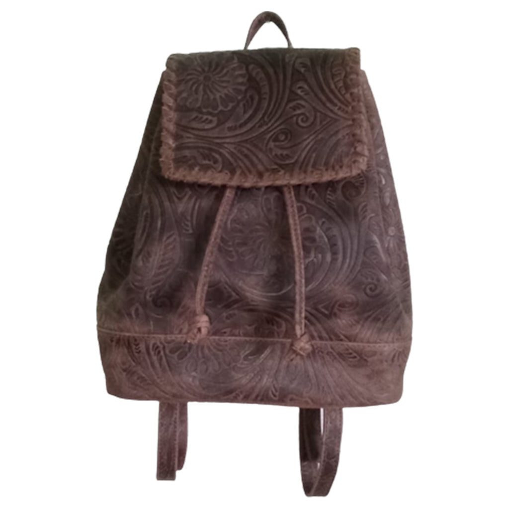 Embossed Leather Backpack - 9117