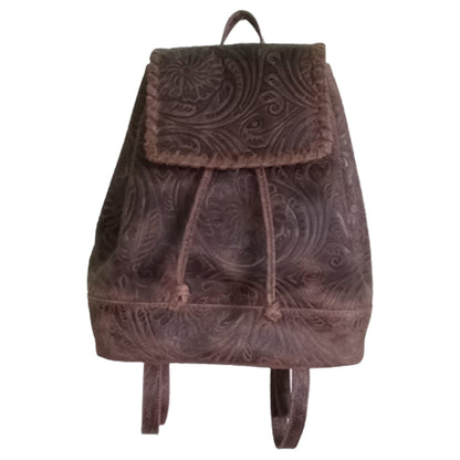 Embossed Leather Backpack - 9117