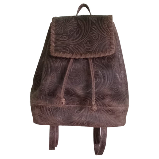 Embossed Leather Backpack - 9117