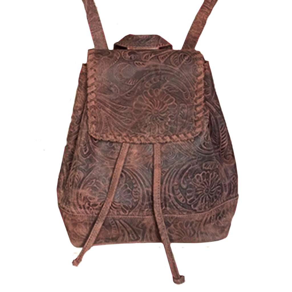 Embossed Leather Backpack - 9117