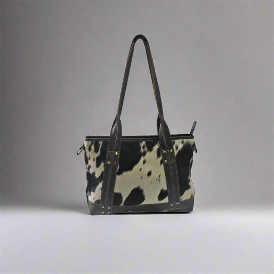 CN-02 Cowhide Canvas Handbag