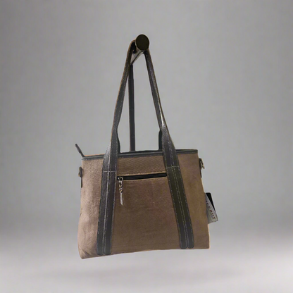 CN-02 Cowhide Canvas Handbag