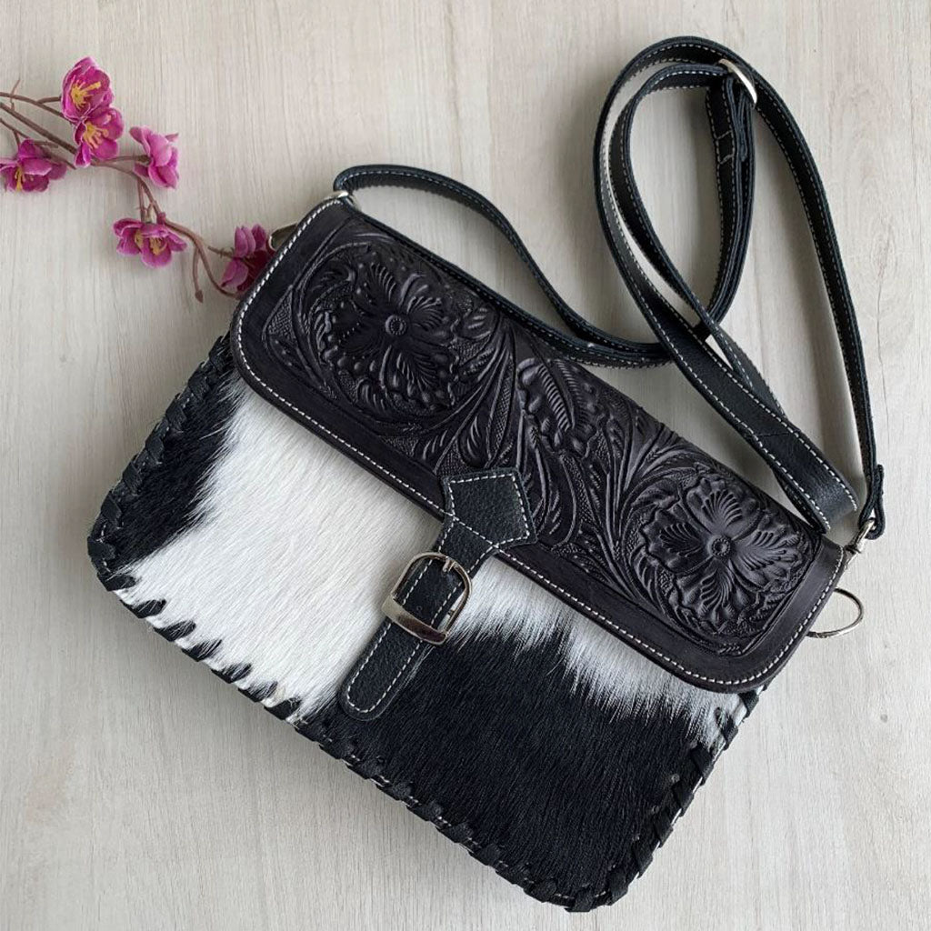 Tooled Leather Cross-Over Bag - TL06