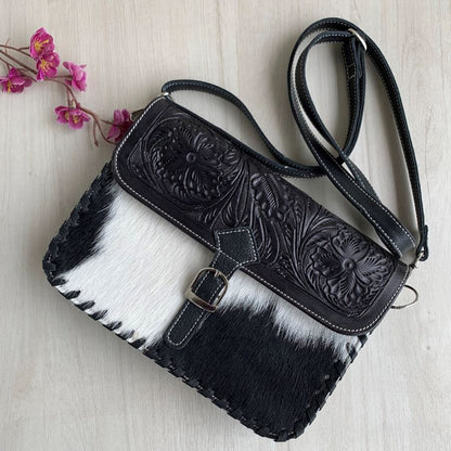 Tooled Leather Cross-Over Bag - TL06