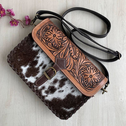 Tooled Leather Cross-Over Bag - TL06