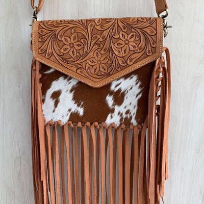 Tooled Leather Messenger Bag - TL08