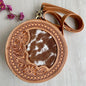 Tooled Leather Round Cross-Over Bag - TL11