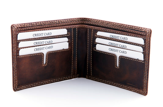 Vintage Leather Hipster Bi-Fold Wallet - 222