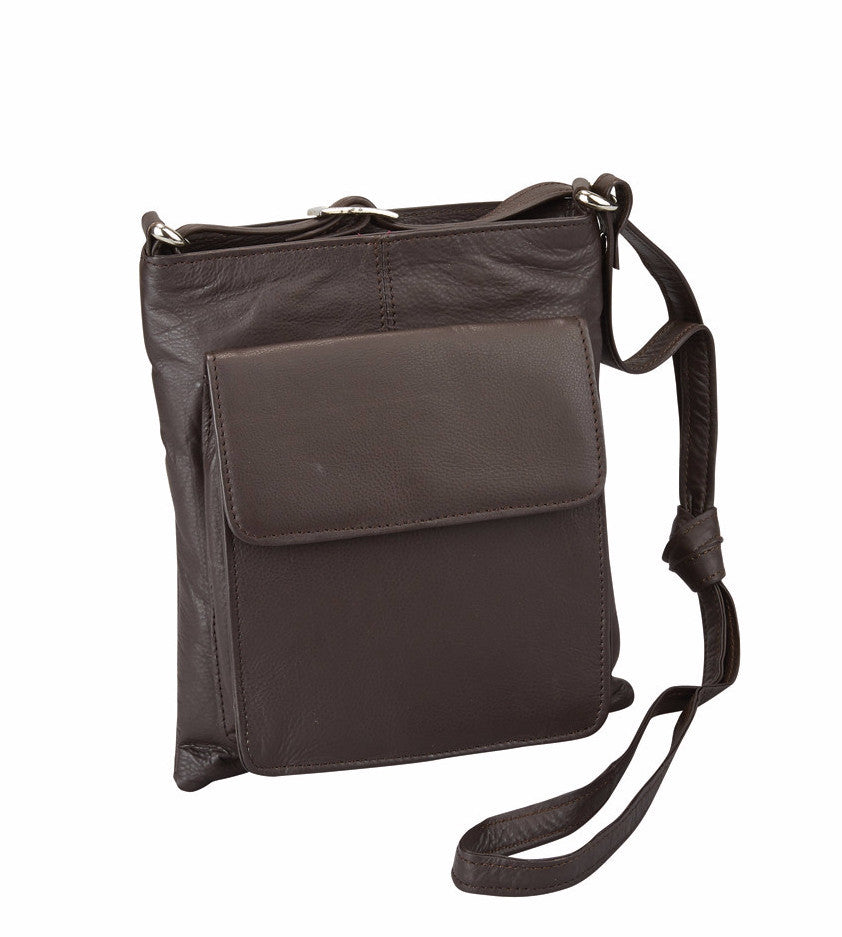 Leather Front-Pocket Cross-Body Bag - 333