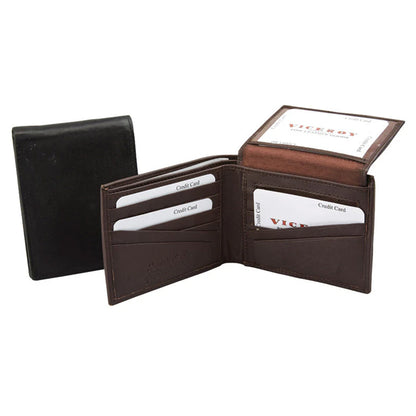 Leather Hipster Bi-Fold Wallet With ID Pocket - 5591