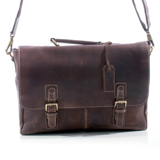 Vintage Leather Shoulder Bag Briefcase - ZP11